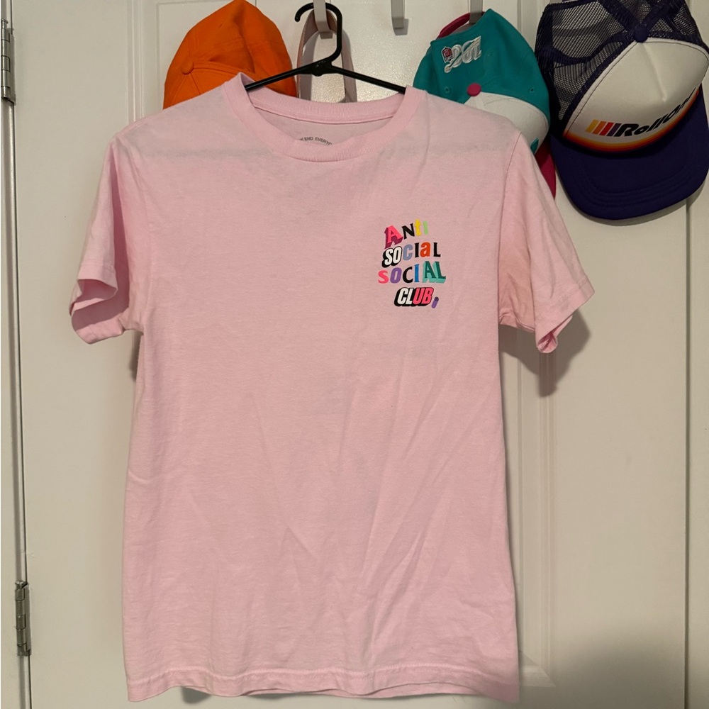 Anti Social Social Club Light Pink Tee with Colorful Logo